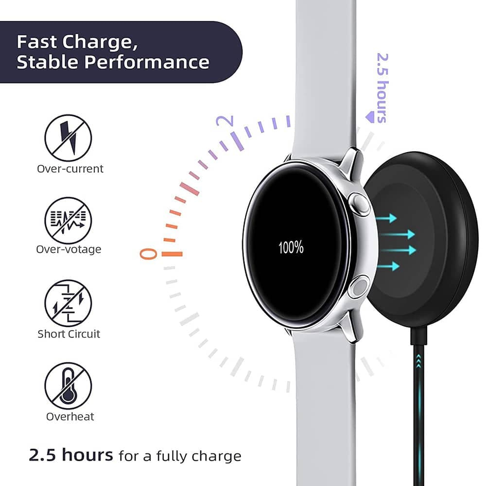 Techsuit - Καλώδιο Φόρτισης για SmartWatch (TSC11) - για Samsung Watch, USB, 2.5W, Θήκη Η/Υ με Βάση Γραφείου - Μαύρο 3