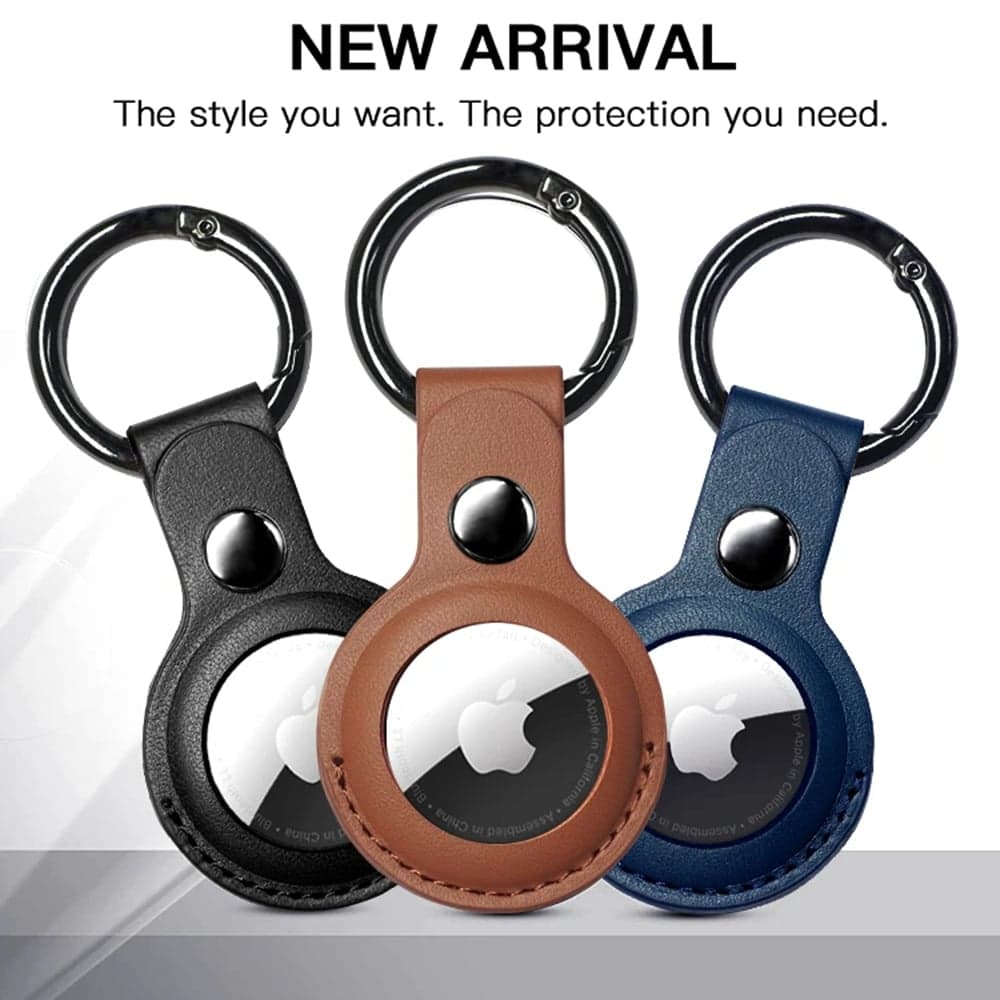 Techsuit - Secure Leather Holder (SLH1) - Apple AirTag Case, with Metal Ring - Black 5