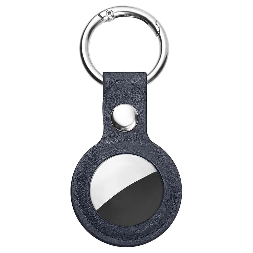 Techsuit - Secure Leather Holder (SLH1) - Apple AirTag Case, with Metal Ring - Blue