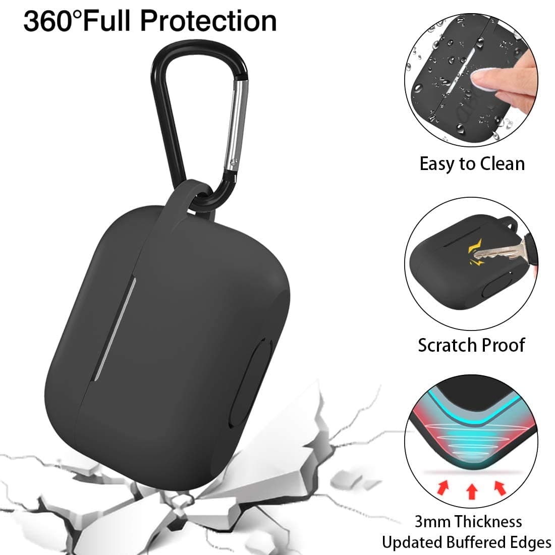 Techsuit - Θήκη Σιλικόνης - για Apple AirPods Pro 1 / 2, Λείο Υπερλεπτό Υλικό - Μαύρο 6
