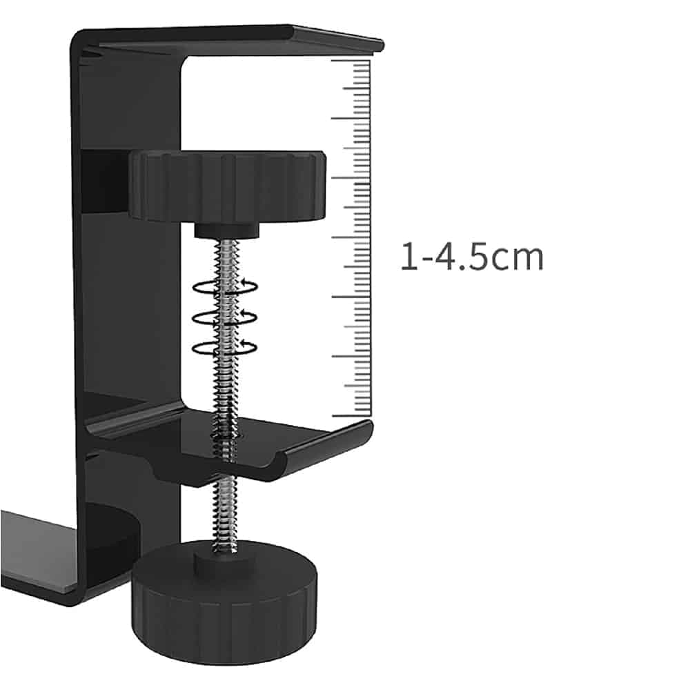 Techsuit - Desk Holder (DH2) - Universal Bags and Headphones Hanger with Adjustable Clamp from Aluminum Alloy - Black 5