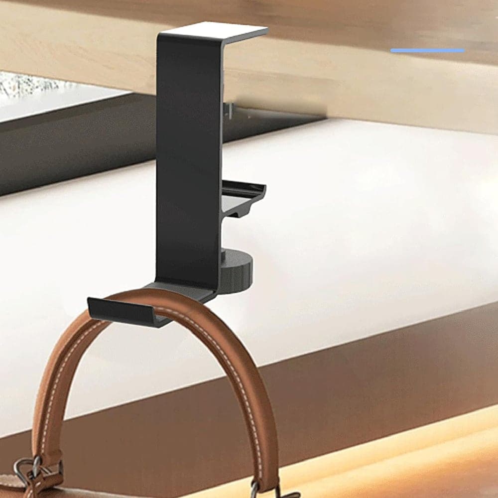 Techsuit - Desk Holder (DH2) - Universal Bags and Headphones Hanger with Adjustable Clamp from Aluminum Alloy - Black 4