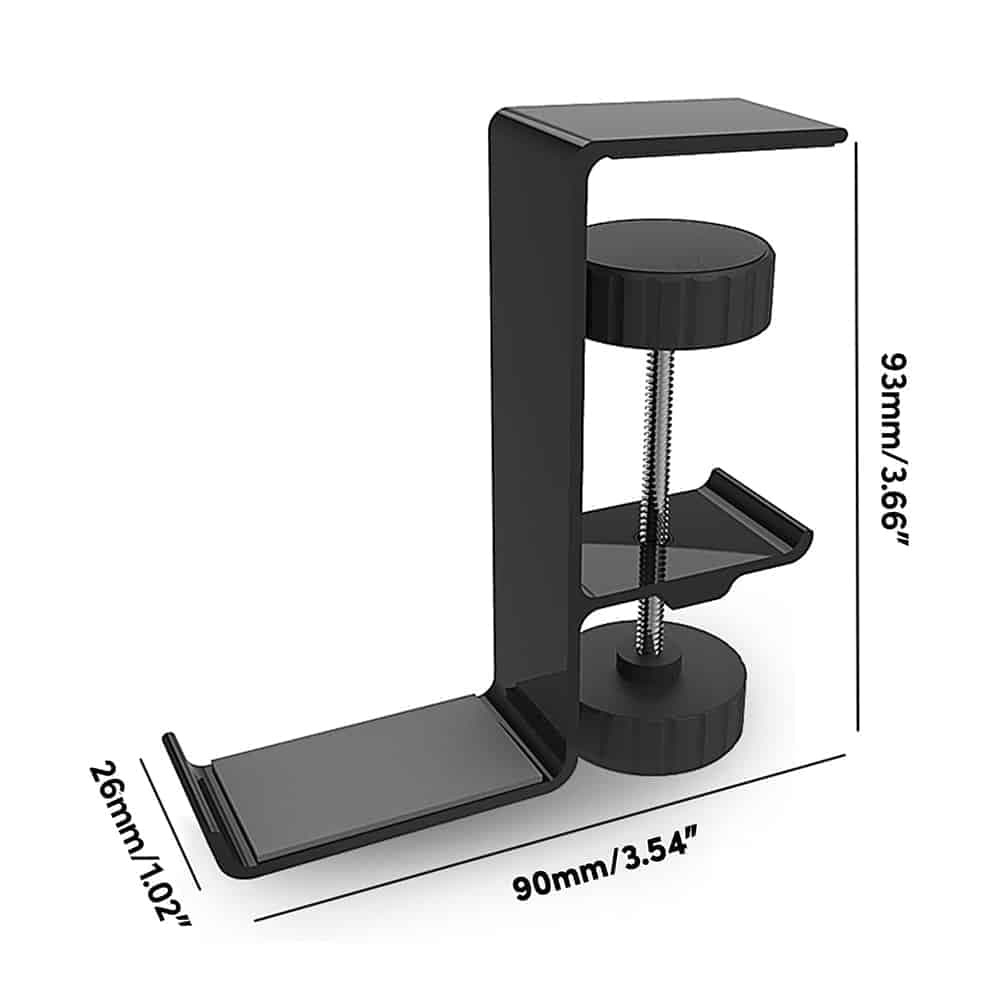 Techsuit - Desk Holder (DH2) - Universal Bags and Headphones Hanger with Adjustable Clamp from Aluminum Alloy - Black 6