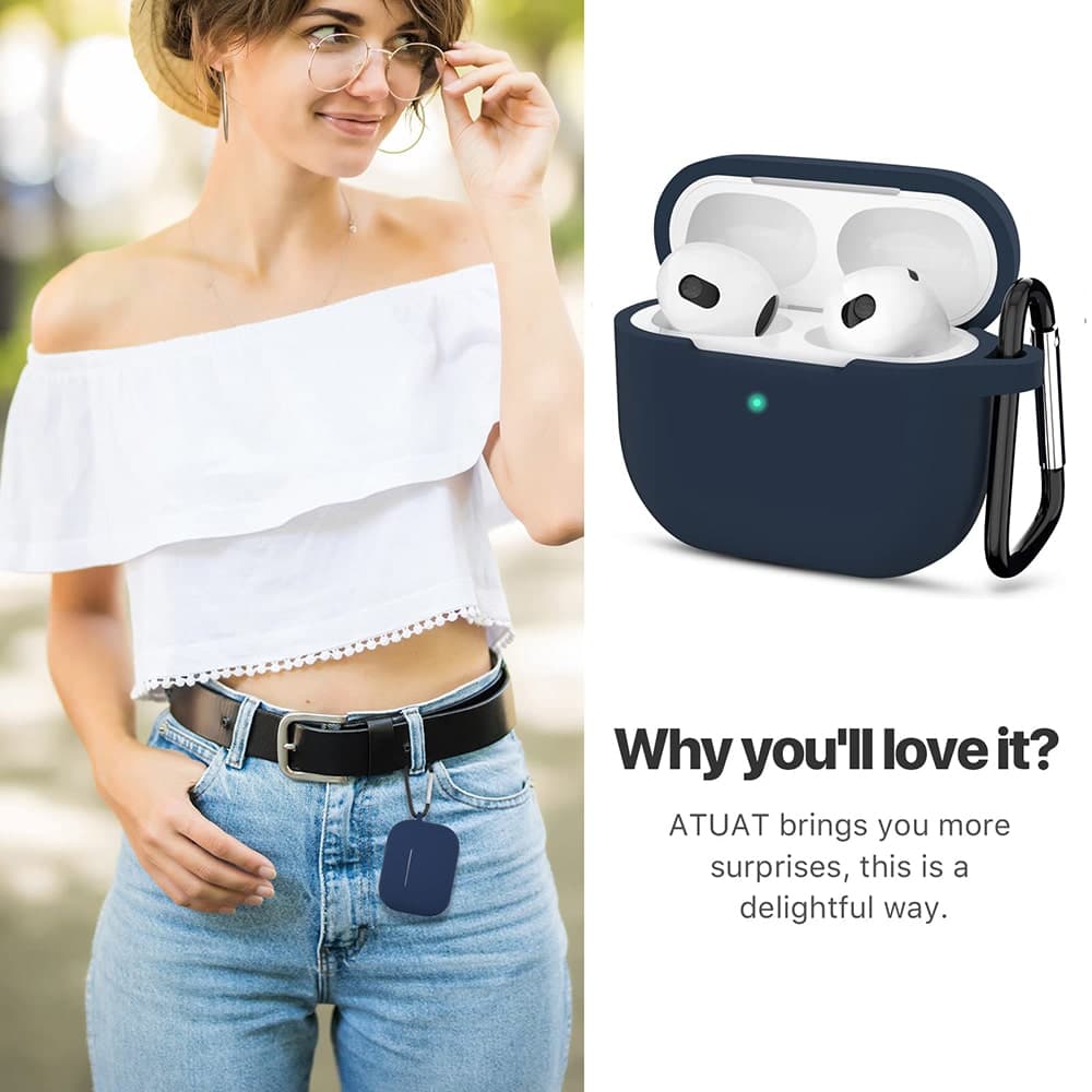 Techsuit - Θήκη Σιλικόνης - για Apple AirPods 3, Ομαλό Υπερλεπτό Υλικό - Σκούρο Μπλε 5