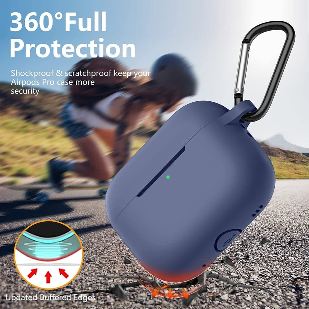 Techsuit - Θήκη Σιλικόνης - για Apple AirPods Pro 1 / 2, Λείο Υπερλεπτό Υλικό - Σκούρο Μπλε 7