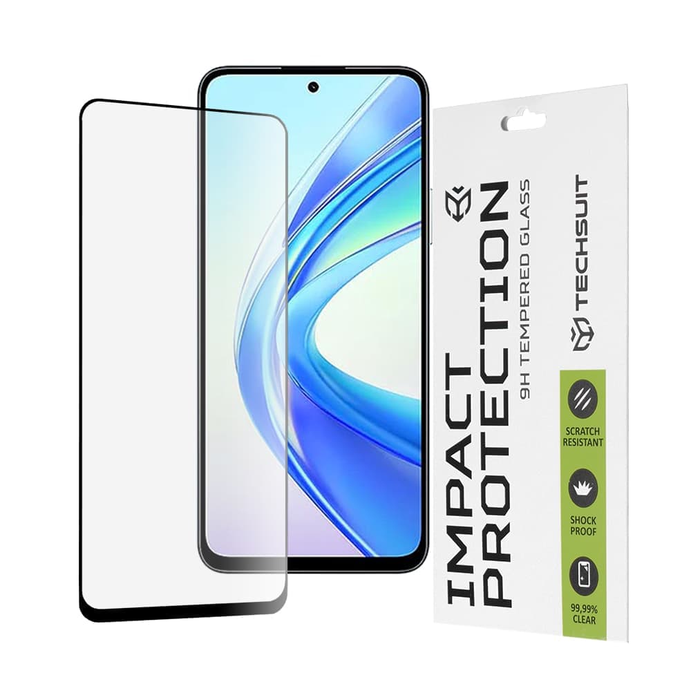 Techsuit - 111D Full Cover / Full Glue Glass - Honor X7b / X7b 5G / 90 SMART - Black