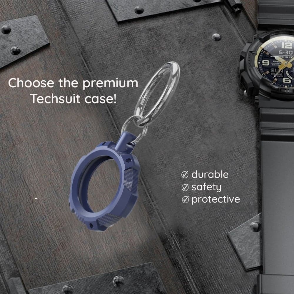 Techsuit - Rugged Armor Pro Secure Holder (RSH1) - Apple AirTag Case, with Metal Ring - Black 6