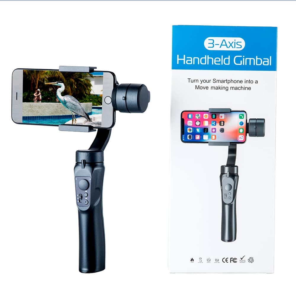 Techsuit - Phone Gimbal (H4) - with 3 Axis Handheld, Joystick, Micro-USB, 6.1inch Max, Aluminum Alloy, 2200mAh - Black 6
