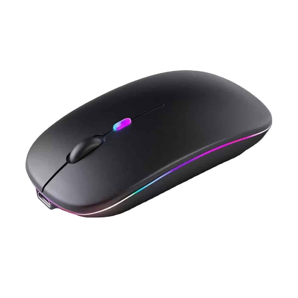 Techsuit - Ασύρματο Ποντίκι (M1) - για Gaming, LED RGB, Σιωπηλό, Bluetooth 5.2, 2.4G, 1600 DPI με Καλώδιο Φόρτισης USB-C - Μαύρο 3