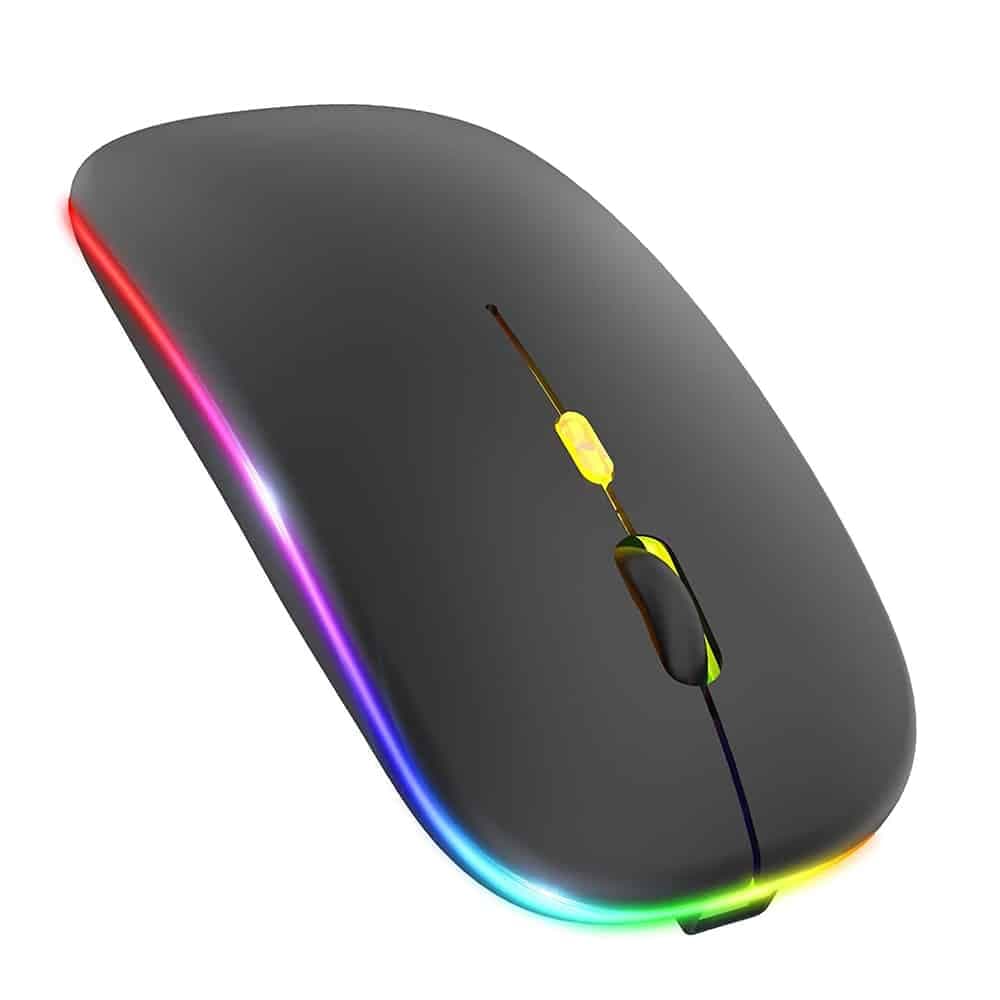 Techsuit - Ασύρματο Ποντίκι (M1) - για Gaming, LED RGB, Σιωπηλό, Bluetooth 5.2, 2.4G, 1600 DPI με Καλώδιο Φόρτισης USB-C - Μαύρο 4
