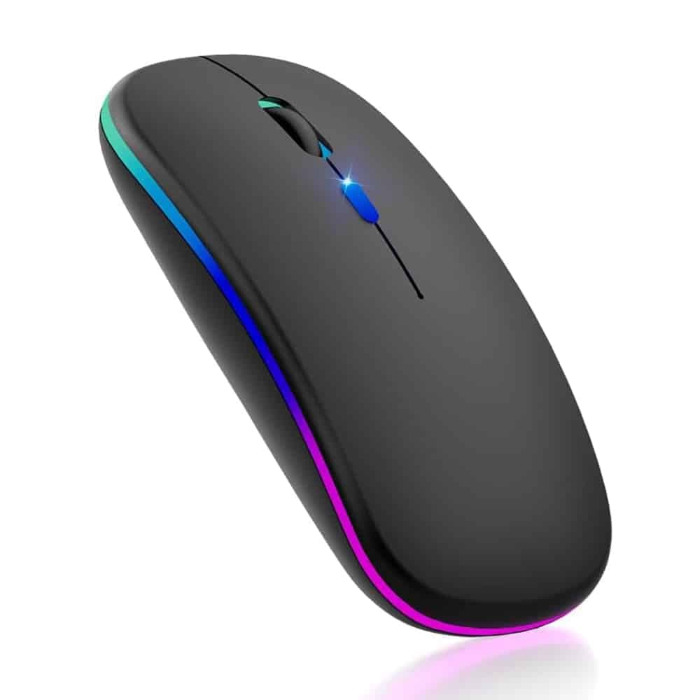 Techsuit - Ασύρματο Ποντίκι (M1) - για Gaming, LED RGB, Σιωπηλό, Bluetooth 5.2, 2.4G, 1600 DPI με Καλώδιο Φόρτισης USB-C - Μαύρο 2