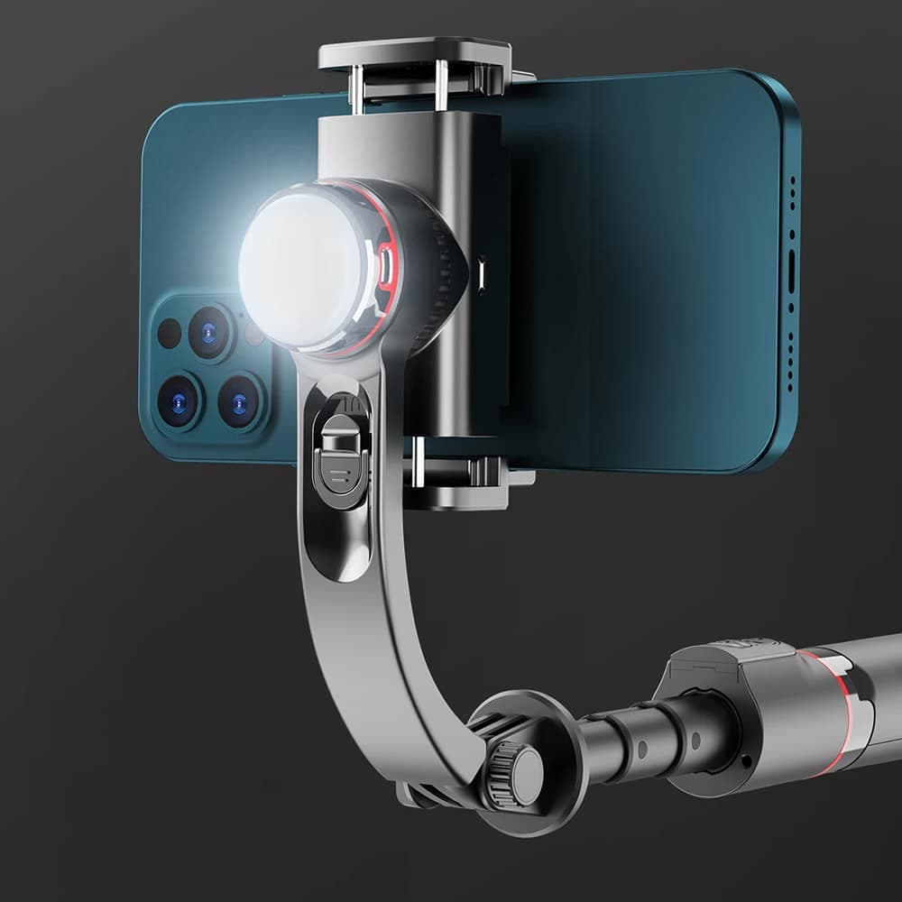Techsuit - Selfie Stick (L19s) - Stable Gimbal/Tripod with Bluetooth Remote Control, Fill Light, 360 Rotation, 70cm - Black 2