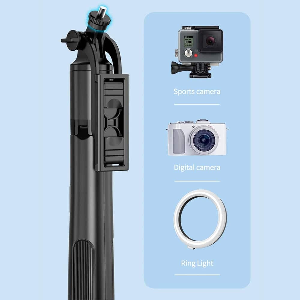 Techsuit - Selfie Stick (Q06) - Stable Tripod with Bluetooth Remote Control, Aluminium Alloy, 360 Rotation, 156cm - Black 5