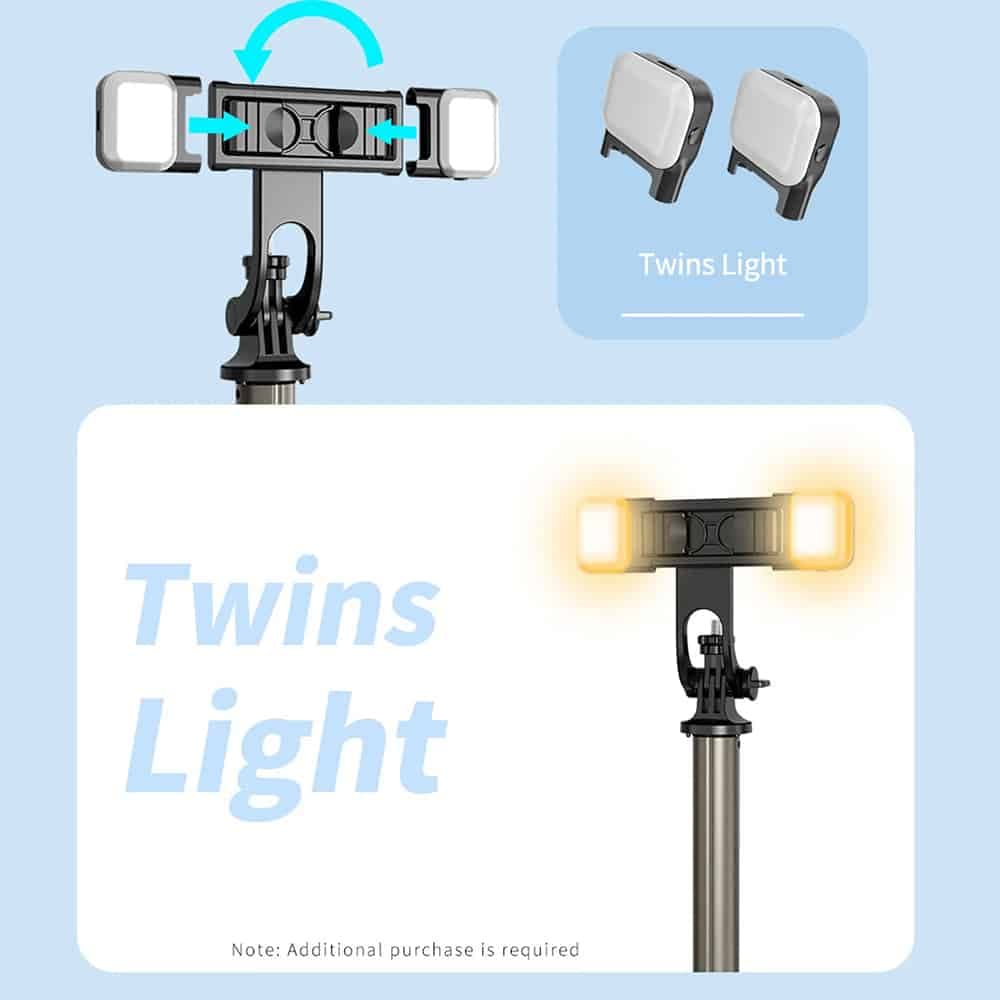 Techsuit - Selfie Stick (Q06) - Stable Tripod with Bluetooth Remote Control, Aluminium Alloy, 360 Rotation, 156cm - Black 4