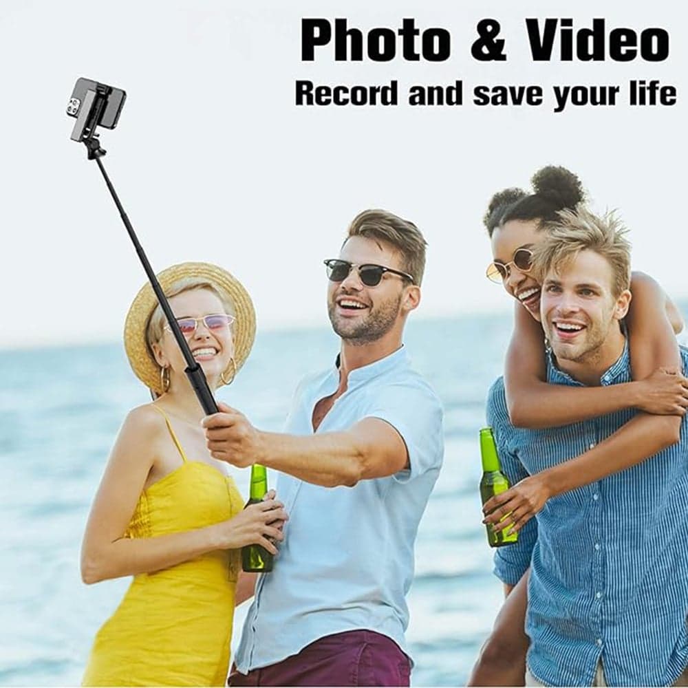 Techsuit - Selfie Stick (K22) - Compact Tripod Mount with Bluetooth Remote Control, Foldable, 97cm - Black 4