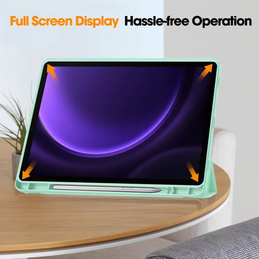 Techsuit - Flex Trifold (with Pencil Holder) - Samsung Galaxy Tab S9 / S9 FE / S10 FE - Matcha Green 3