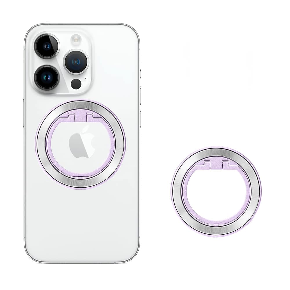 Techsuit - MagSafe Phone Ring (MPR2) - Round Shape, Aluminium Alloy - Silver / Light Purple