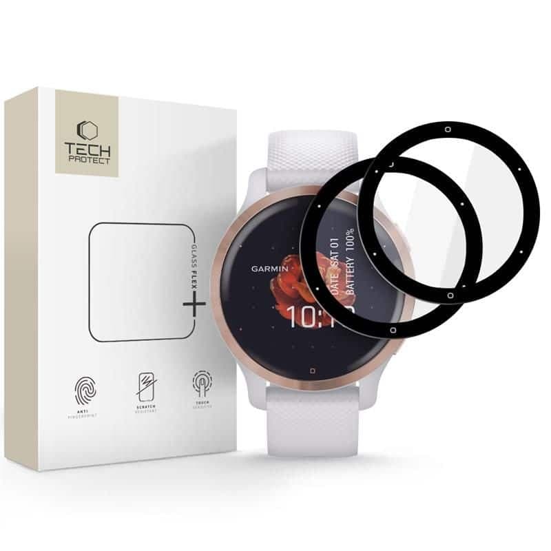 Tech-Protect Glass Flex+ 2-Pack Garmin Venu 2s Black