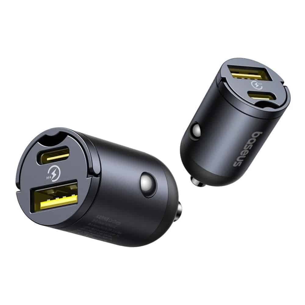 Baseus - Car Charger Tiny Star Mini (c00035001121-02) - USB, Type-C, 30w, With Built-In Pull Handle, 12v To 24v - Black 2