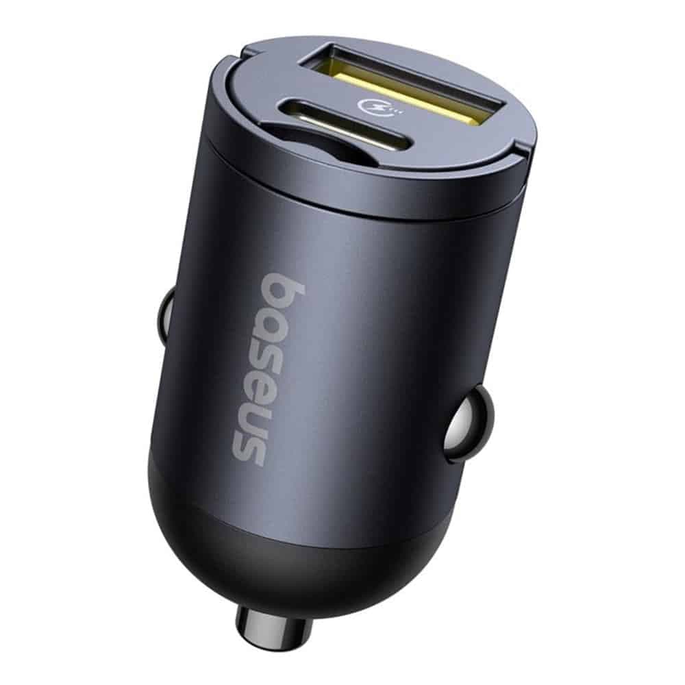 Baseus - Car Charger Tiny Star Mini (c00035001121-02) - USB, Type-C, 30w, With Built-In Pull Handle, 12v To 24v - Black 3