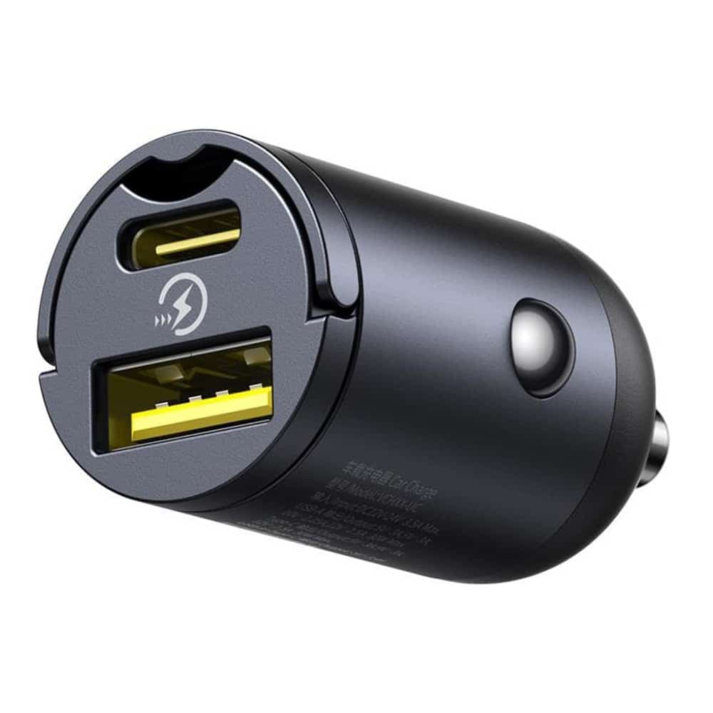Baseus - Car Charger Tiny Star Mini (c00035001121-02) - USB, Type-C, 30w, With Built-In Pull Handle, 12v To 24v - Black 4