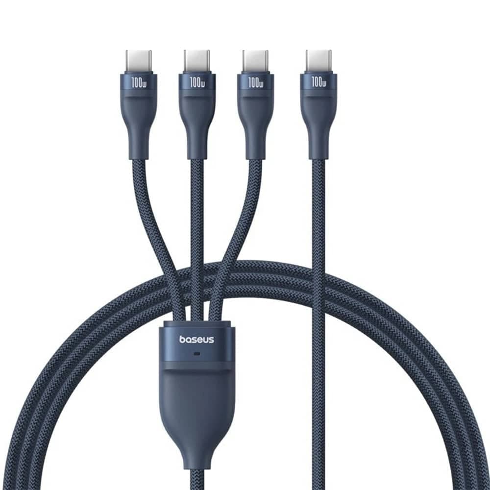 Baseus - Data Καλώδιο Flash Series 3 (p10377503321-00) - Fast Charge, USB-C To 3x Type-C, 3in1, Pd100w, 480mbps, 1.5m - Blue