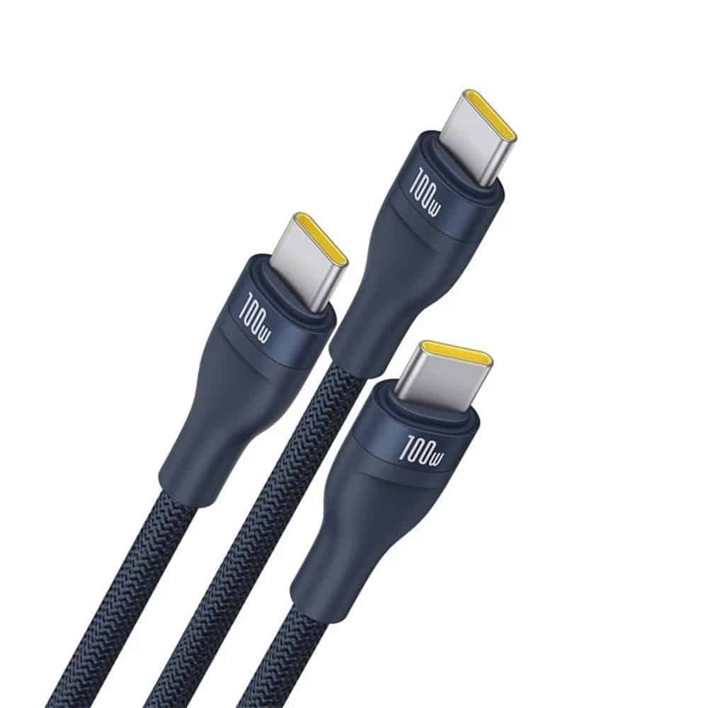 Baseus - Data Καλώδιο Flash Series 3 (p10377503321-00) - Fast Charge, USB-C To 3x Type-C, 3in1, Pd100w, 480mbps, 1.5m - Blue 3