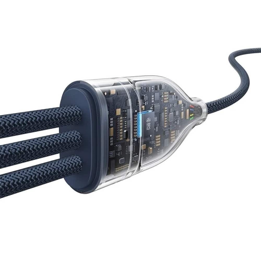 Baseus - Data Καλώδιο Flash Series 3 (p10377503321-00) - Fast Charge, USB-C To 3x Type-C, 3in1, Pd100w, 480mbps, 1.5m - Blue 4