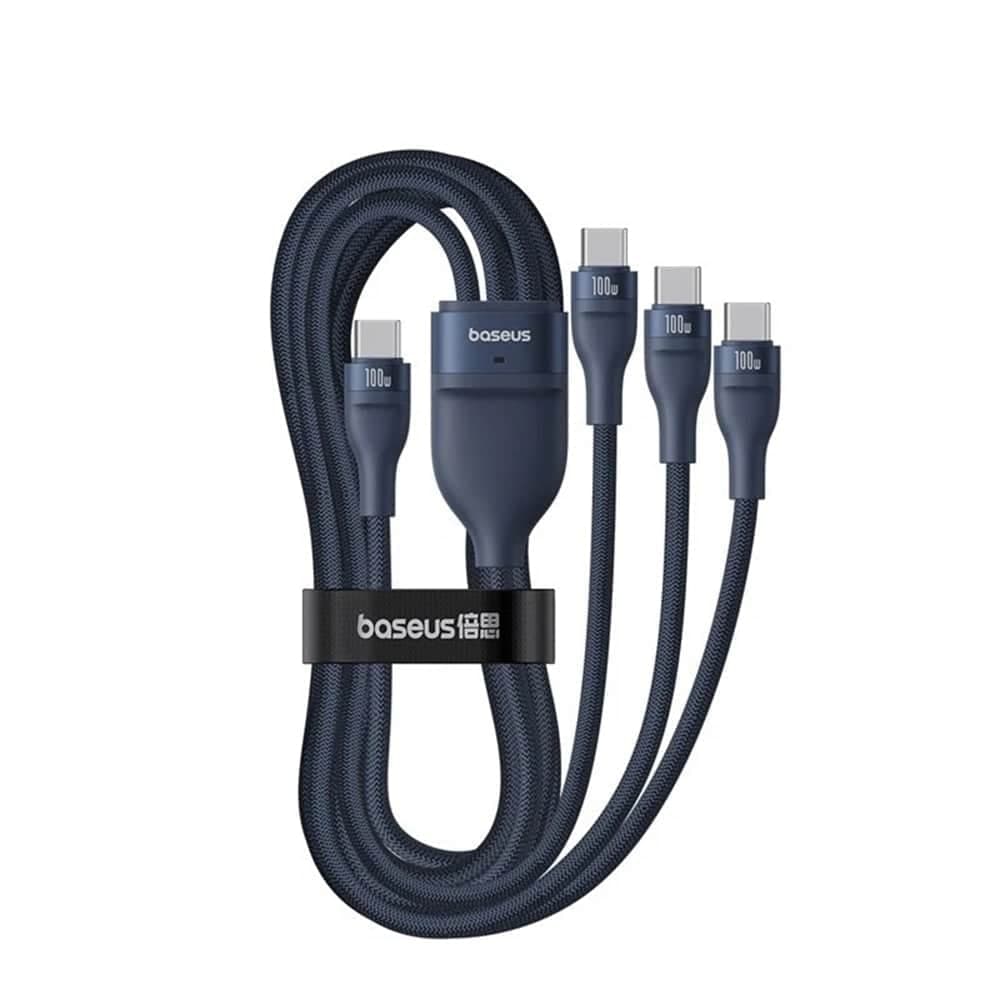 Baseus - Data Καλώδιο Flash Series 3 (p10377503321-00) - Fast Charge, USB-C To 3x Type-C, 3in1, Pd100w, 480mbps, 1.5m - Blue 5