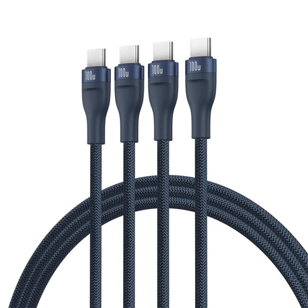 Baseus - Data Καλώδιο Flash Series 3 (p10377503321-00) - Fast Charge, USB-C To 3x Type-C, 3in1, Pd100w, 480mbps, 1.5m - Blue 2