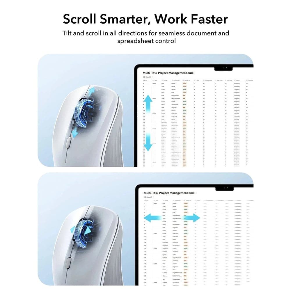 ESR - Wireless Mouse Magmouse (6h0020301) - Magnetic Grip, Built-In Type-C Καλώδιο, 800-4800dpi - White 8