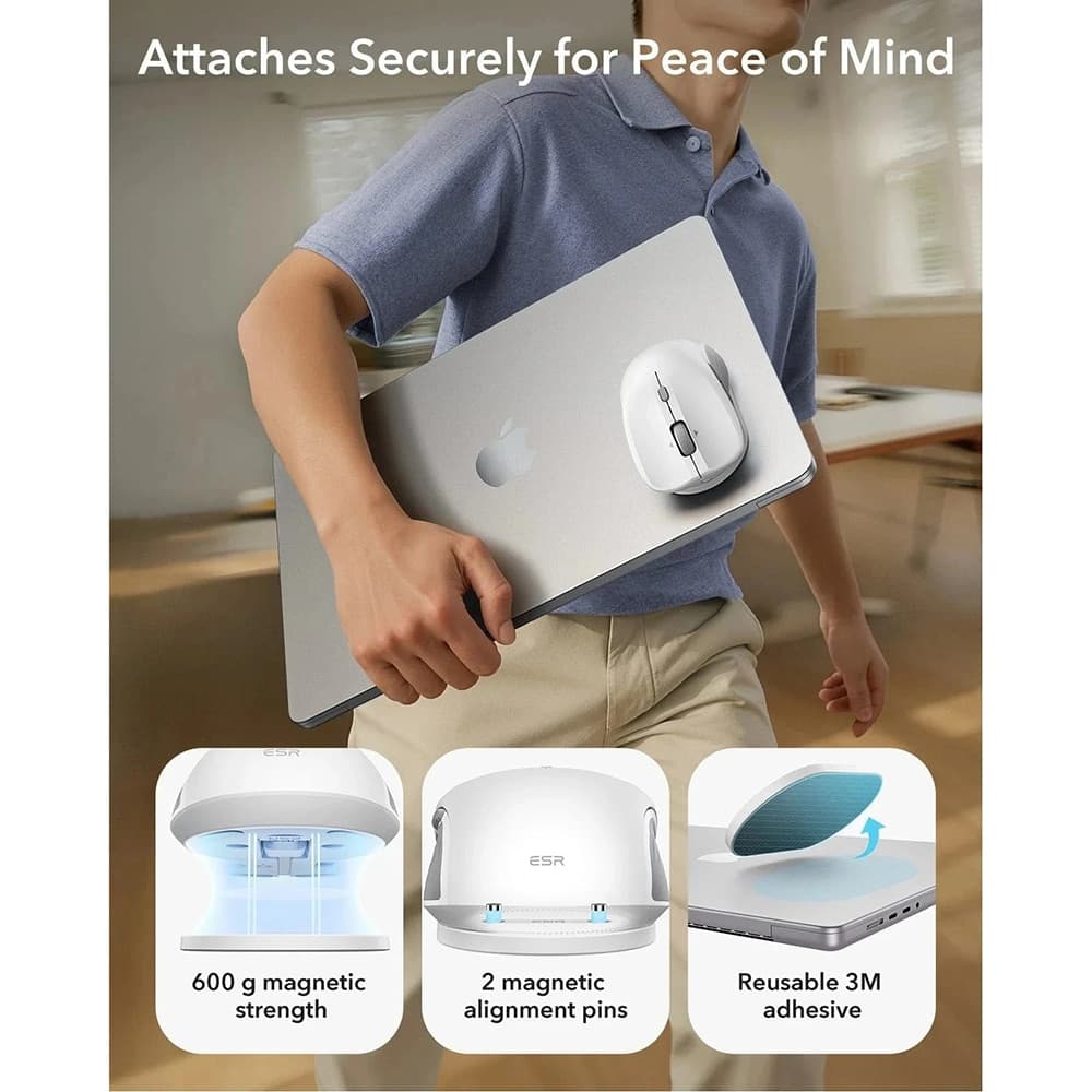 ESR - Wireless Mouse Magmouse (6h0020301) - Magnetic Grip, Built-In Type-C Καλώδιο, 800-4800dpi - White 6