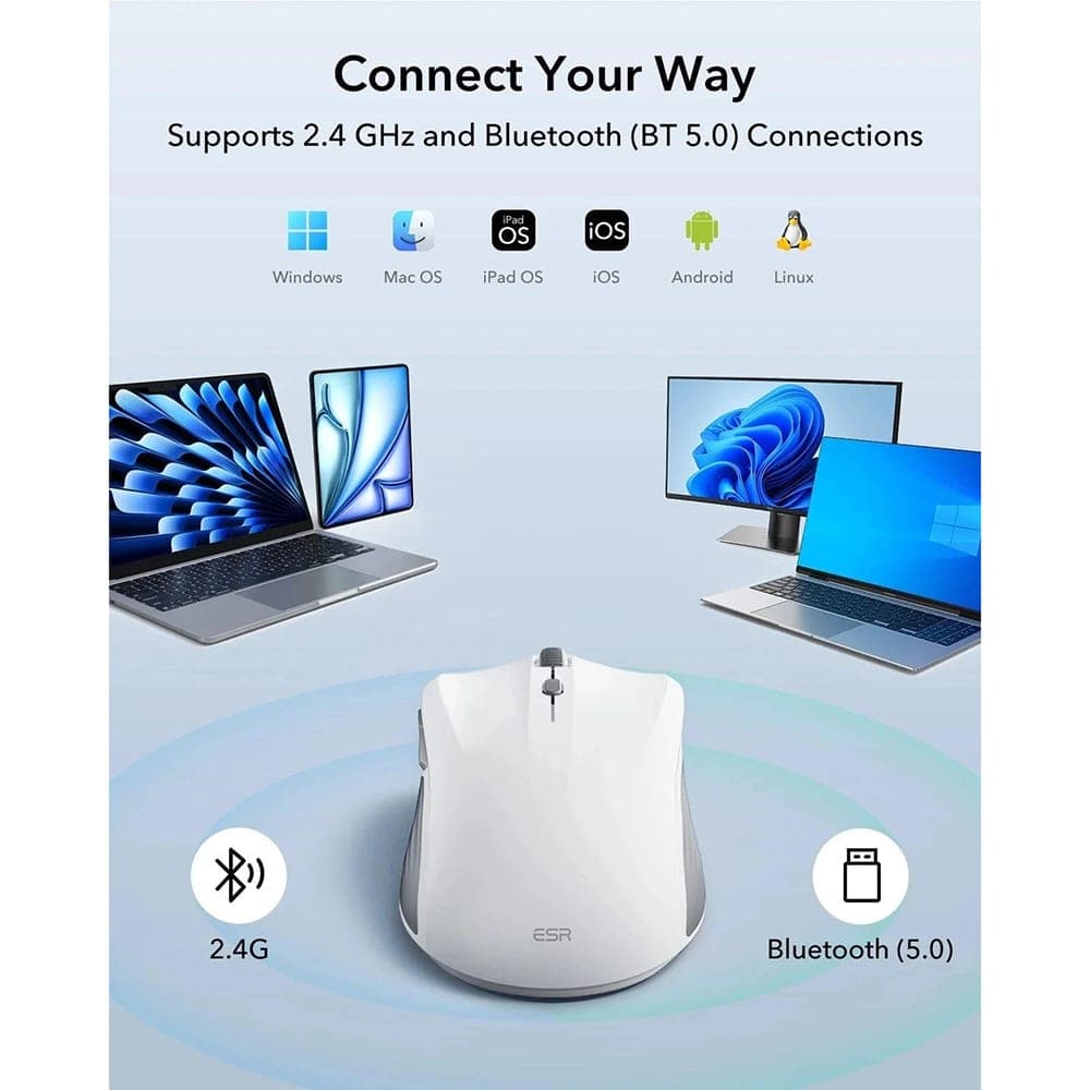 ESR - Wireless Mouse Magmouse (6h0020301) - Magnetic Grip, Built-In Type-C Καλώδιο, 800-4800dpi - White 12