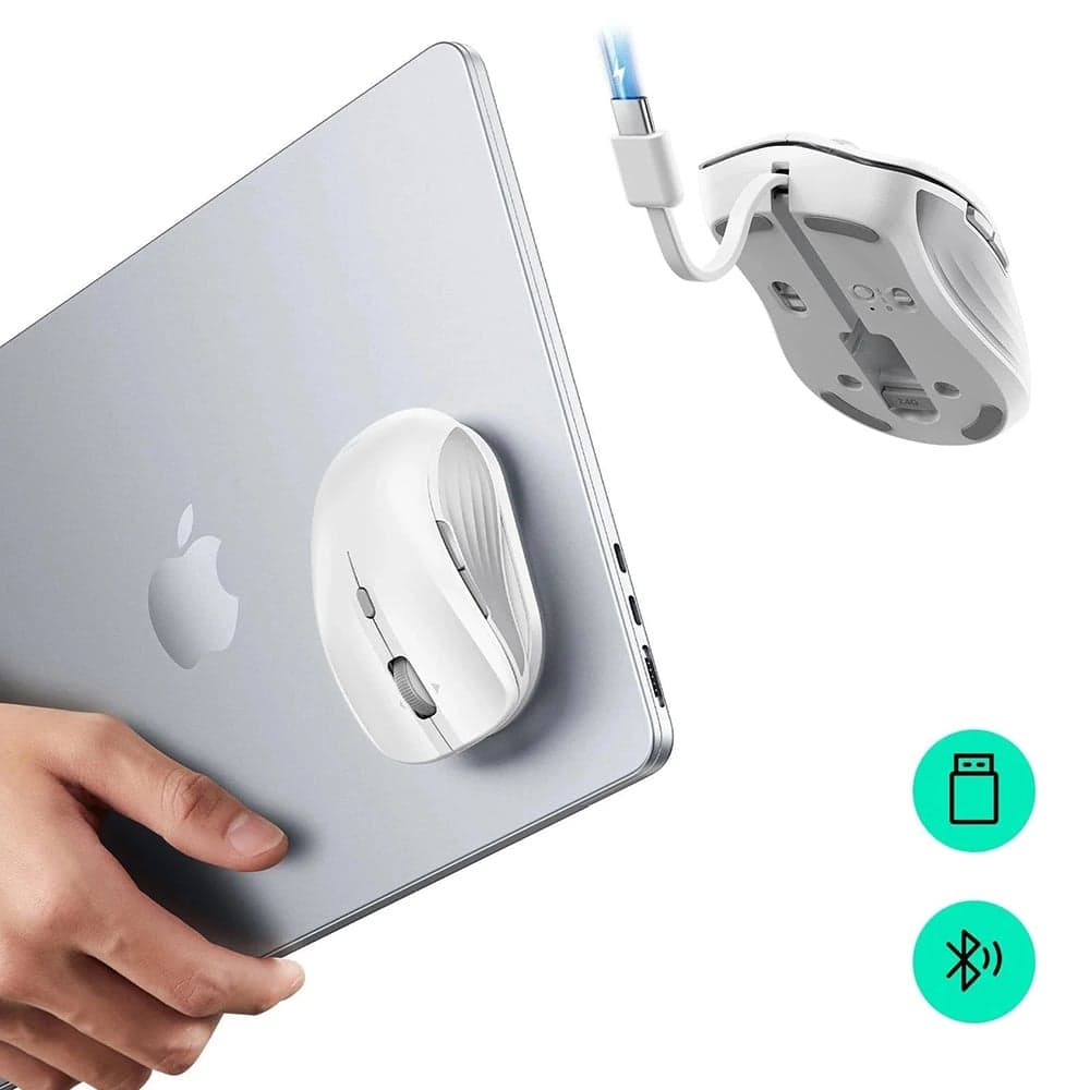 ESR - Wireless Mouse Magmouse (6h0020301) - Magnetic Grip, Built-In Type-C Καλώδιο, 800-4800dpi - White 4