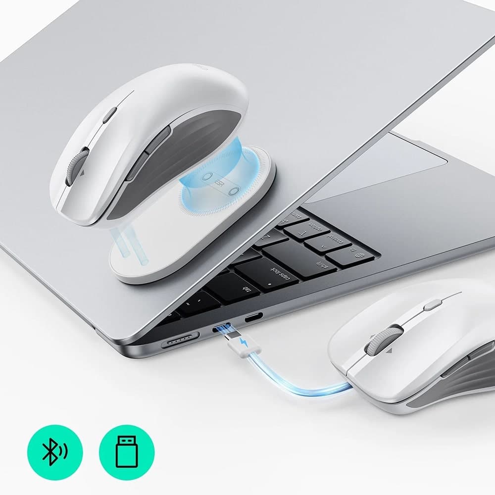 ESR - Wireless Mouse Magmouse (6h0020301) - Magnetic Grip, Built-In Type-C Καλώδιο, 800-4800dpi - White 3