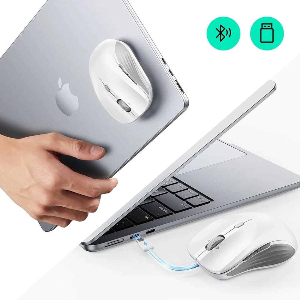 ESR - Wireless Mouse Magmouse (6h0020301) - Magnetic Grip, Built-In Type-C Καλώδιο, 800-4800dpi - White 5