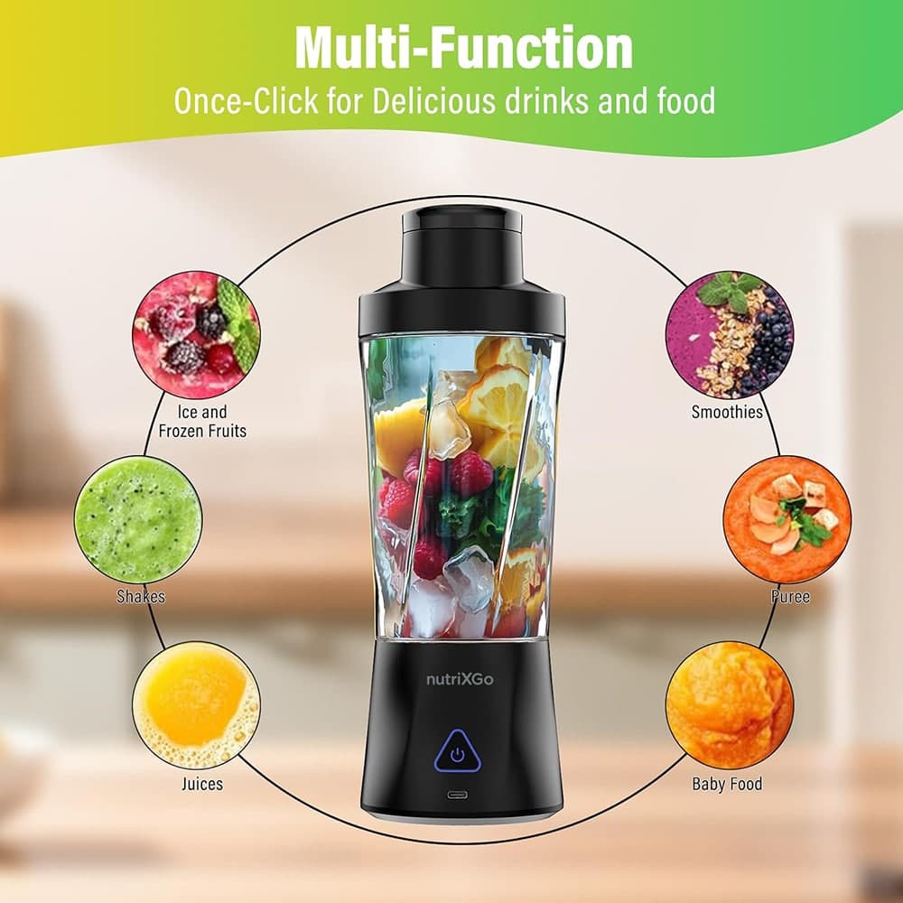 Techsuit - Φορητό Μπλέντερ Nutrixgo (bp1) - Με Καλώδιο Type-C, Επαναφορτιζόμενο, 700ml, 20000rpm, 6000mah - Μαύρο 4
