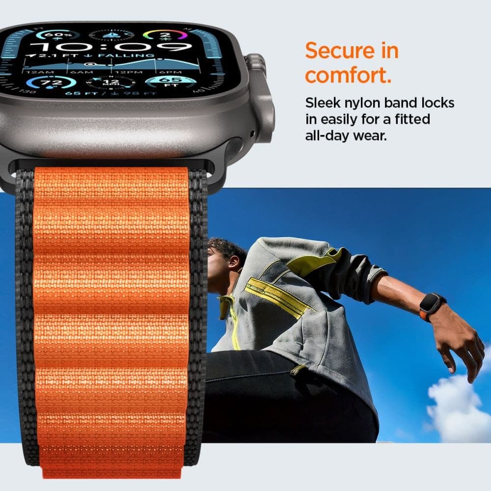 Spigen - Wbf1 - Apple Watch 6 / 7 / 8 / 9 / 10 / Se / Se 2 / Ultra / Ultra 2 (44/45/46/49mm) - Black / Orange 12