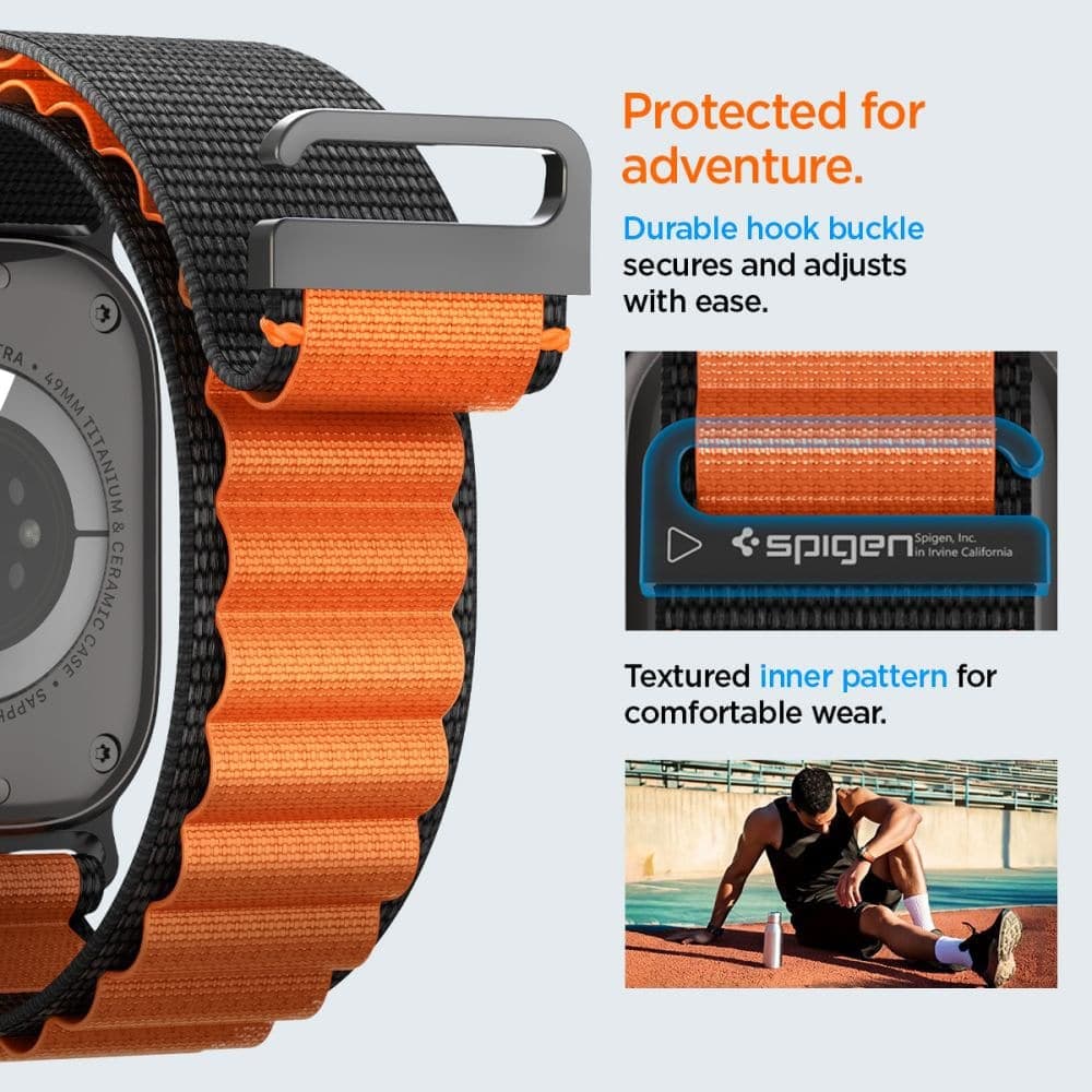 Spigen - Wbf1 - Apple Watch 6 / 7 / 8 / 9 / 10 / Se / Se 2 / Ultra / Ultra 2 (44/45/46/49mm) - Black / Orange 15