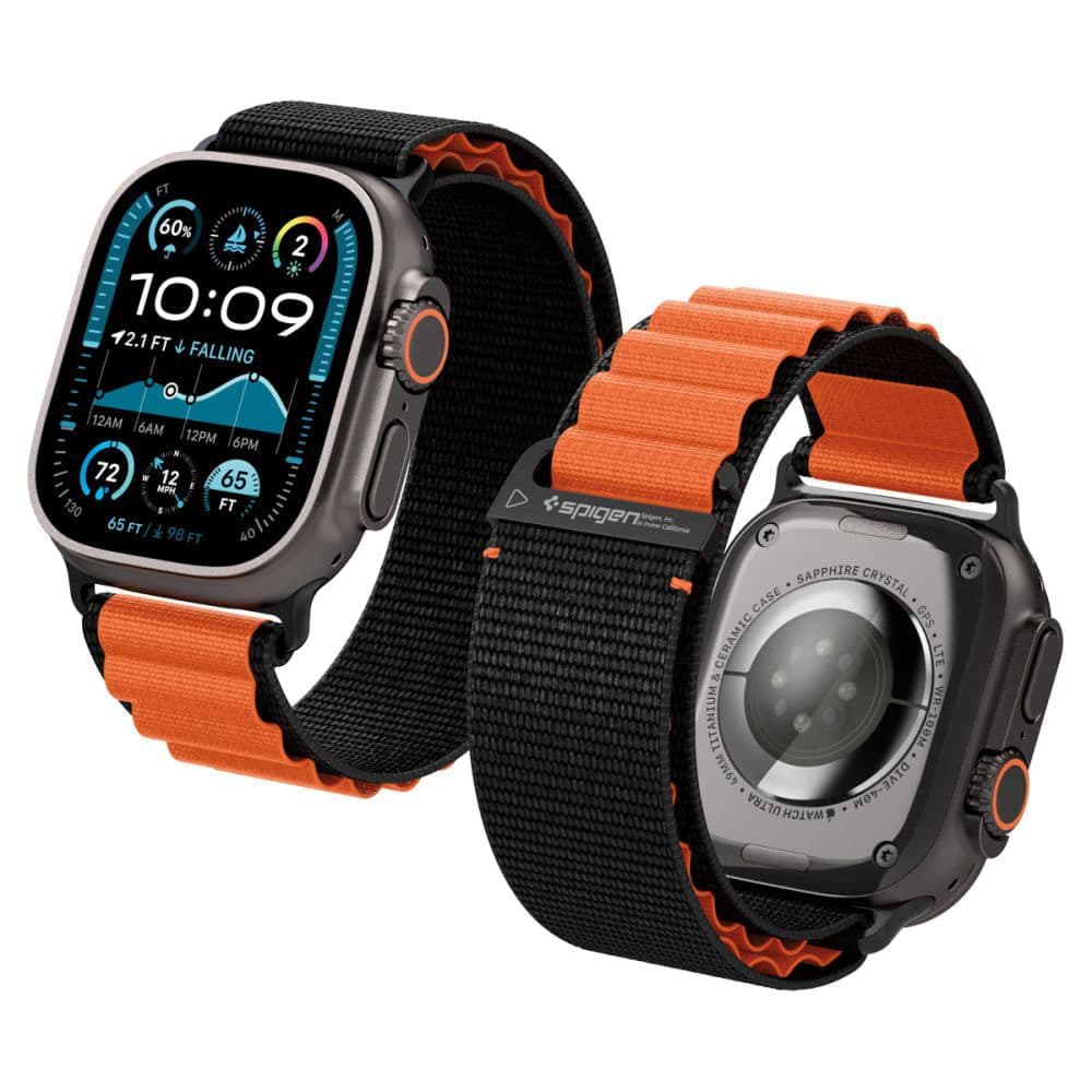 Spigen - Wbf1 - Apple Watch 6 / 7 / 8 / 9 / 10 / Se / Se 2 / Ultra / Ultra 2 (44/45/46/49mm) - Black / Orange
