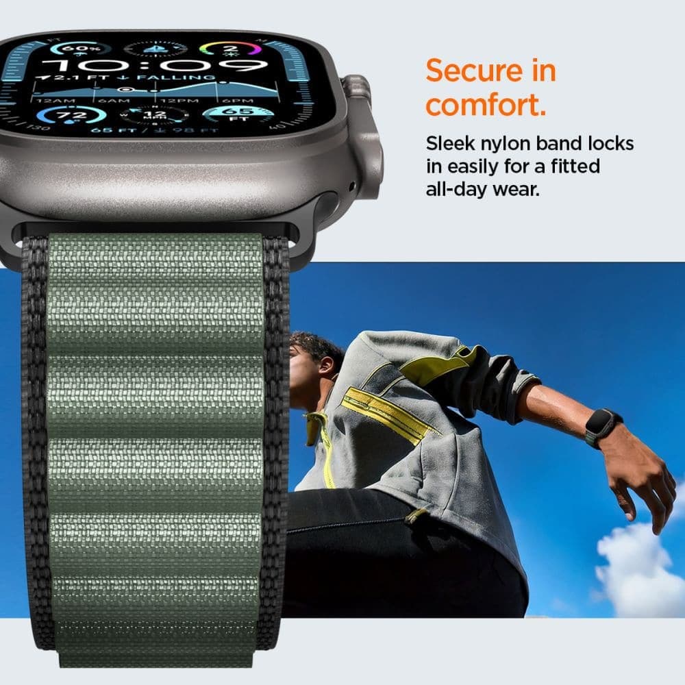 Spigen - Wbf1 - Apple Watch 6 / 7 / 8 / 9 / 10 / Se / Se 2 / Ultra / Ultra 2 (44/45/46/49mm) - Black / Green 12