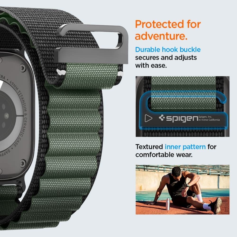 Spigen - Wbf1 - Apple Watch 6 / 7 / 8 / 9 / 10 / Se / Se 2 / Ultra / Ultra 2 (44/45/46/49mm) - Black / Green 13