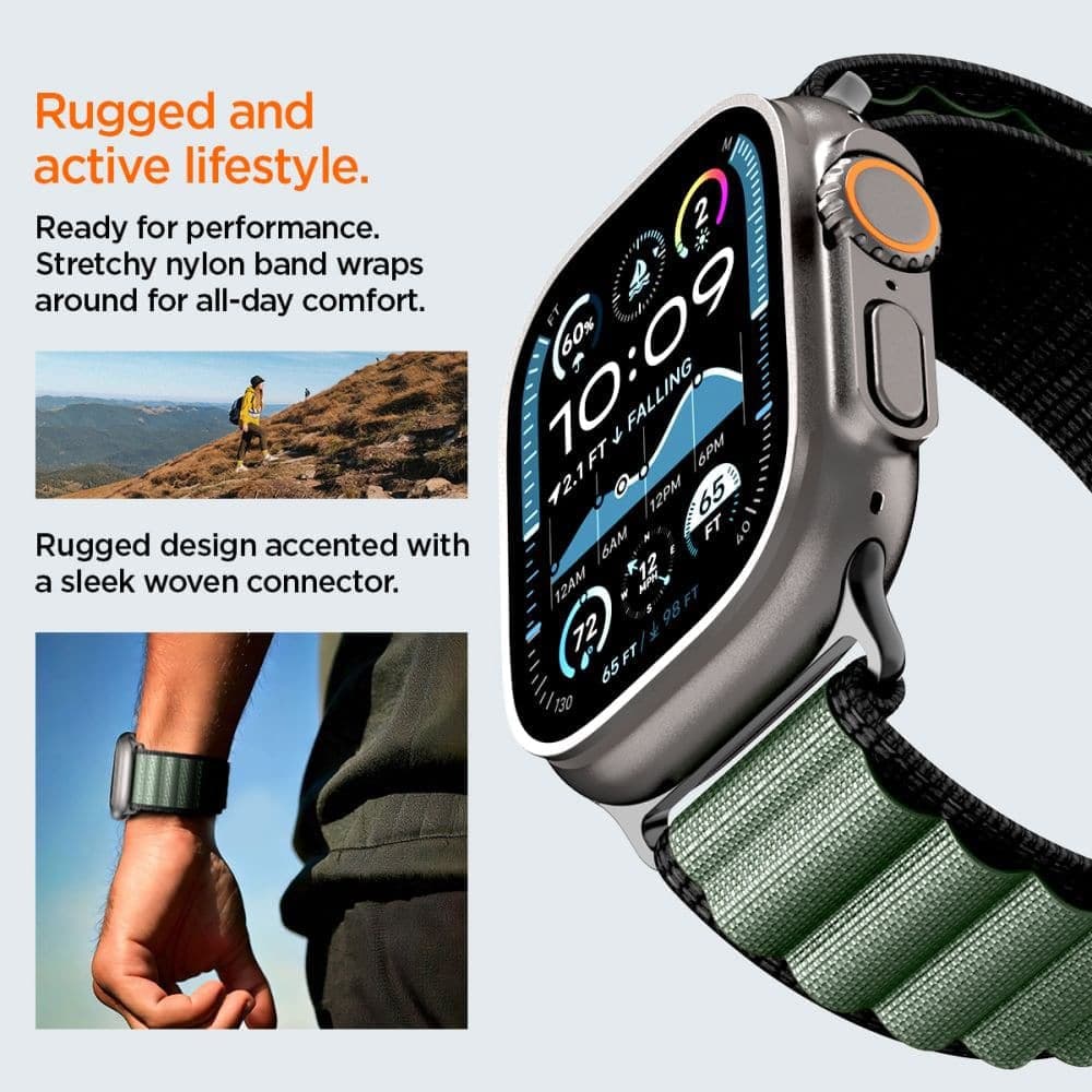 Spigen - Wbf1 - Apple Watch 6 / 7 / 8 / 9 / 10 / Se / Se 2 / Ultra / Ultra 2 (44/45/46/49mm) - Black / Green 16