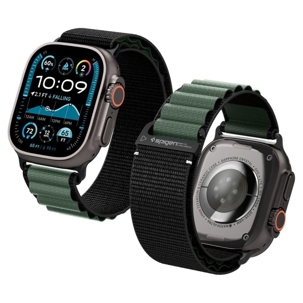 Spigen - Wbf1 - Apple Watch 6 / 7 / 8 / 9 / 10 / Se / Se 2 / Ultra / Ultra 2 (44/45/46/49mm) - Black / Green