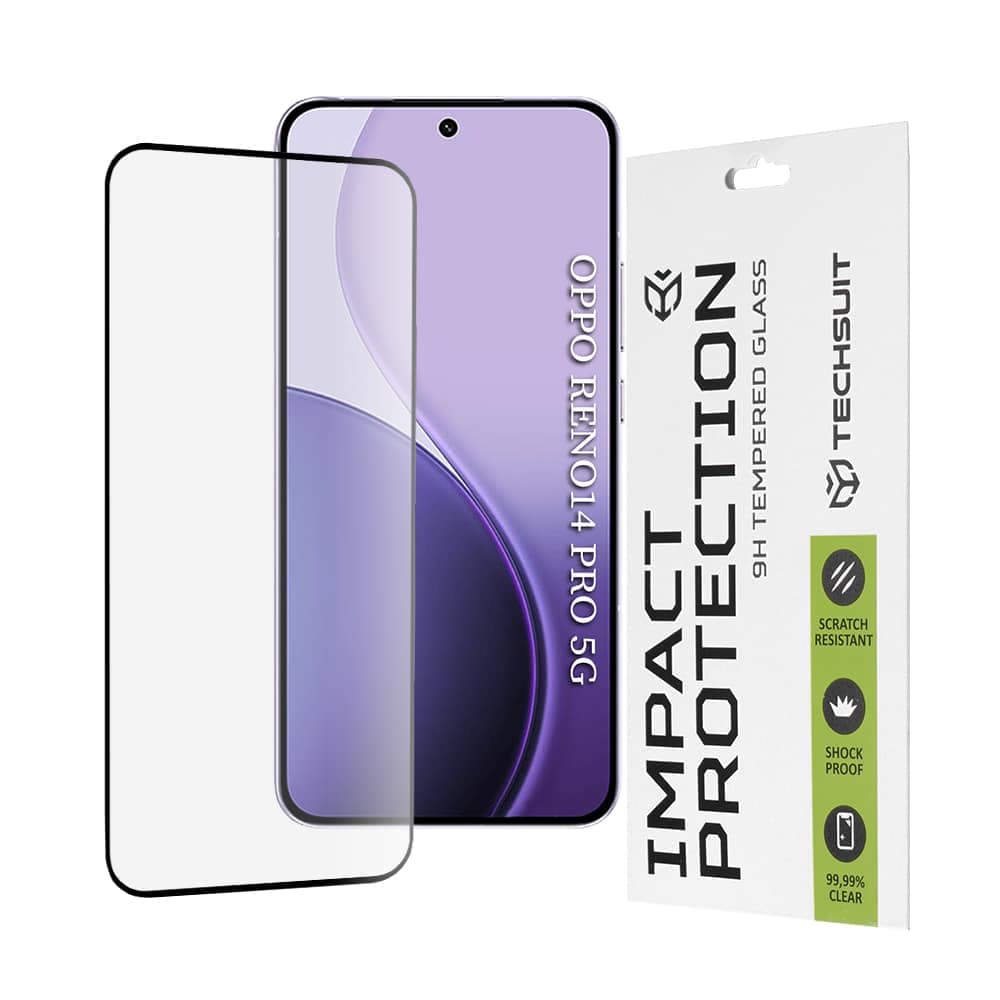 Techsuit - Γυαλί Ολικής Κάλυψης Με Πλήρη Κόλλα 111d - Oppo Reno14 Pro - Μαύρο