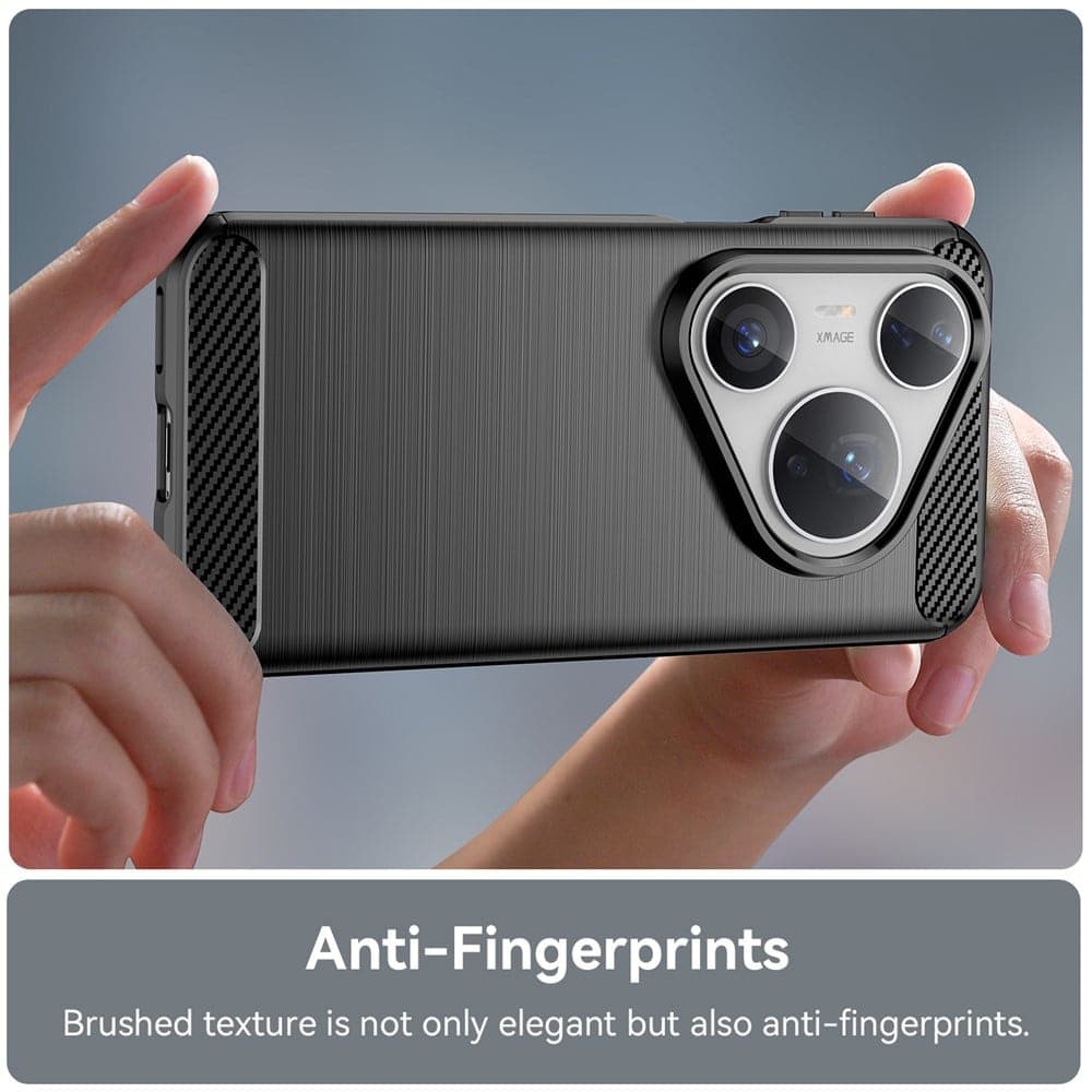 Techsuit Carbon Silicone - θήκη για Huawei Pura 80 Pro / Ultra - Μαύρο 2