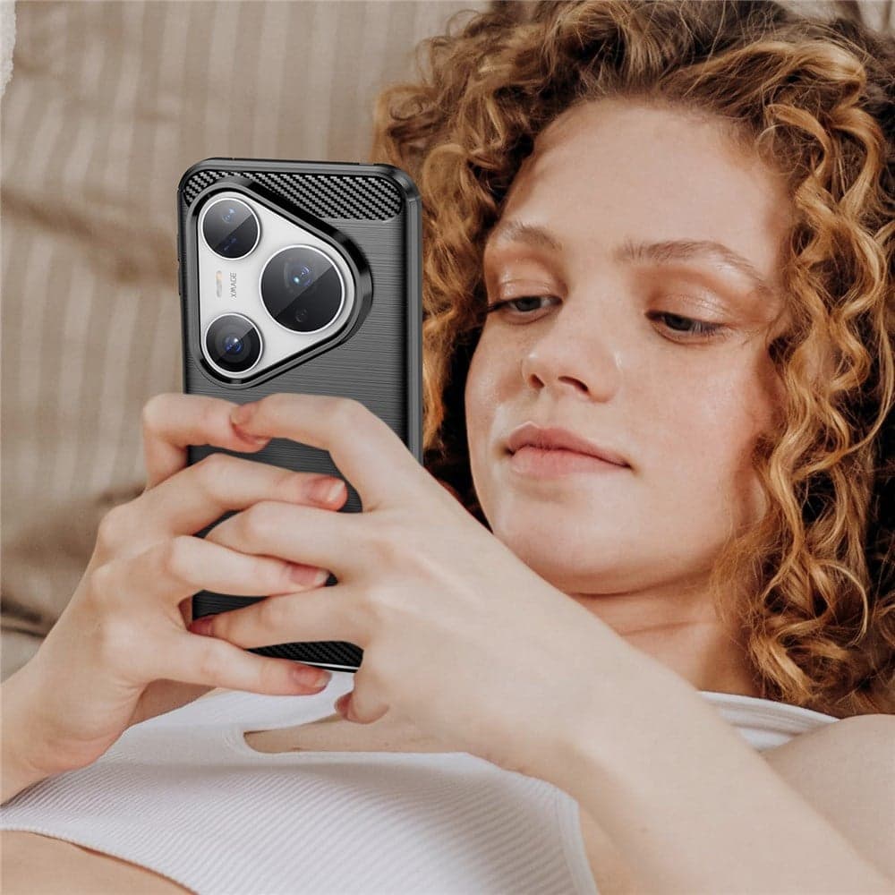Techsuit Carbon Silicone - θήκη για Huawei Pura 80 Pro / Ultra - Μαύρο 6