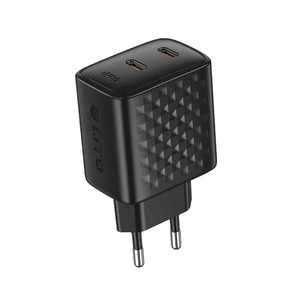 Lito - Wall Charger (lc22) - 2x Type-C Output, Pd45w, Gan, Pc Fireproof, Eu Plug - Black 2