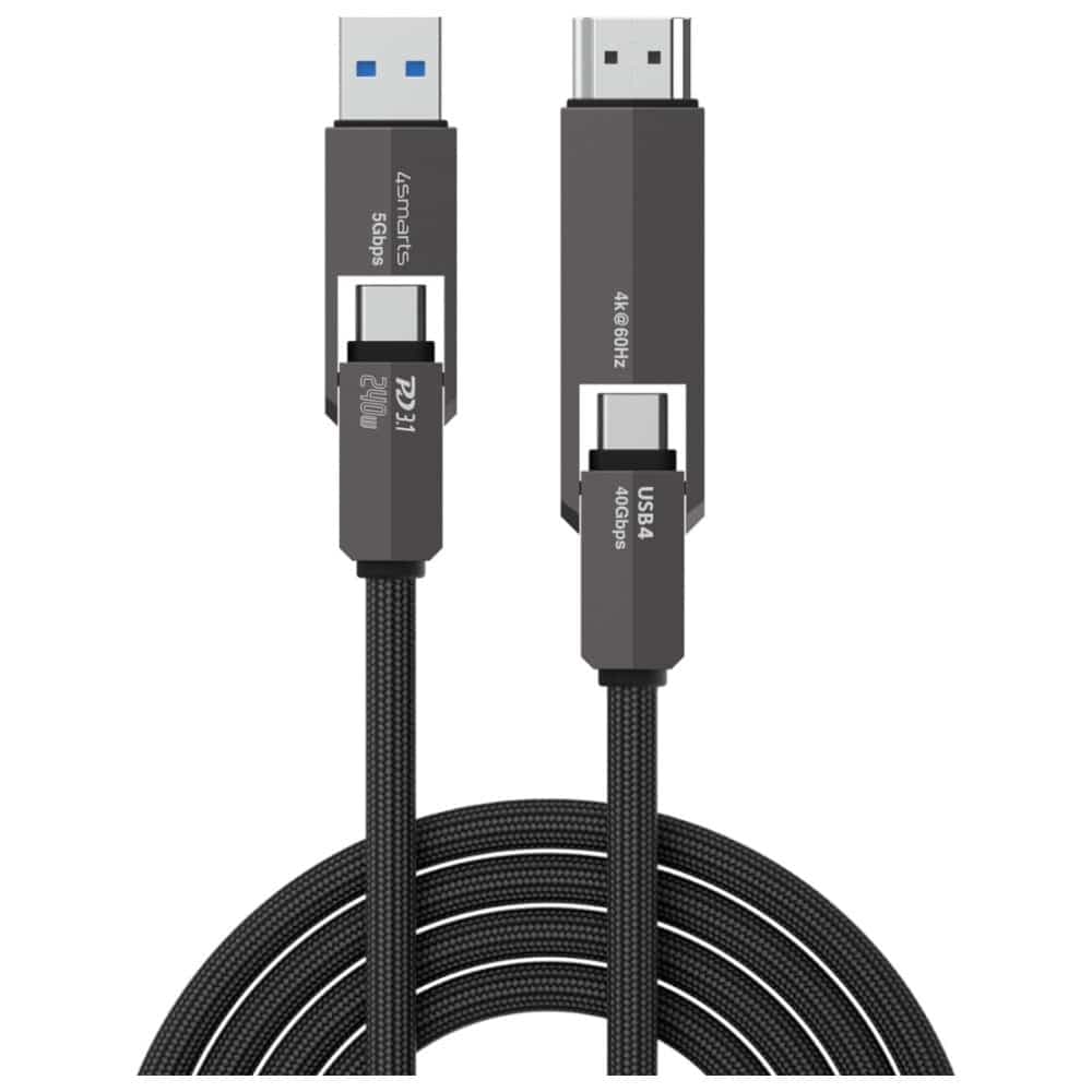 Καλώδιο 4smarts Combocord USB4 Hdmi 240w 1,5m Μαύρο