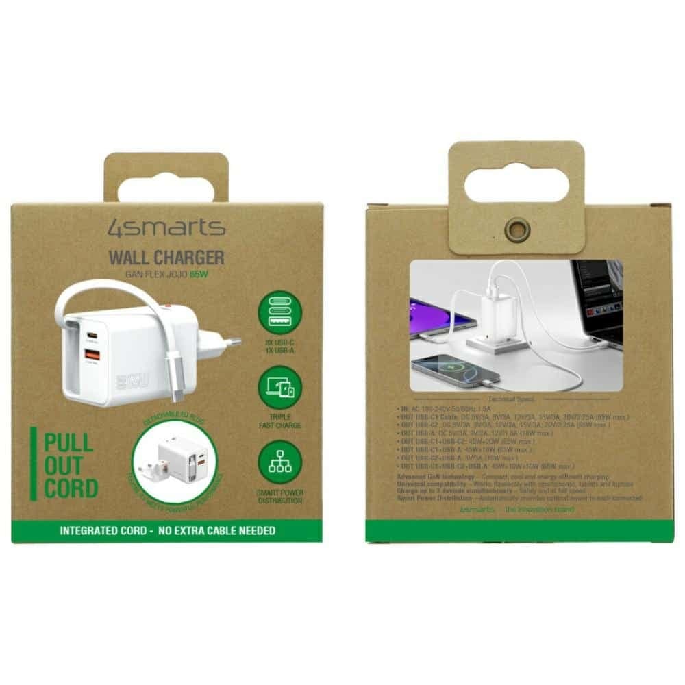 Φορτιστής Τοίχου 4smarts Flex Jojo 65w Gan 2xusb-C + USB-A Λευκό 5